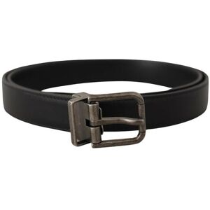 Dolce & Gabbana Mens Black Plain Leather Vintage Logo Metal Buckle Belt - Size 85 Cm