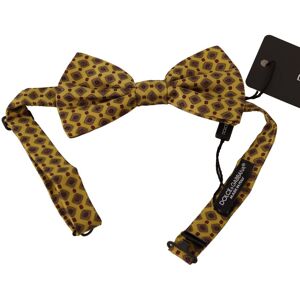 Dolce & Gabbana Mens Patterned Silk Adjustable Neck Papillon Bow Tie - Yellow - One Size
