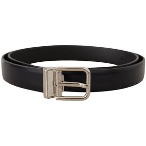 Dolce & Gabbana Mens Black Calf Leather Classic Logo Metal Buckle Belt - Size 100 Cm