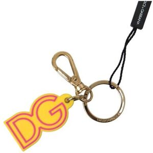 Dolce & Gabbana Womens Yellow Rubber Dg Logo Gold Brass Metal Keyring Keychain - One Size