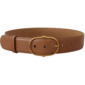 Dolce & Gabbana Womens Brown Leather Gold Metal Oval Buckle Belt - Size 75 Cm