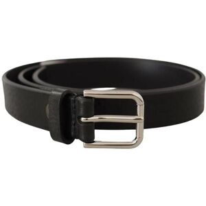 Dolce & Gabbana Mens Black Calf Leather Silver Tone Logo Metal Buckle Belt Material_leather1 - Size 80 Cm