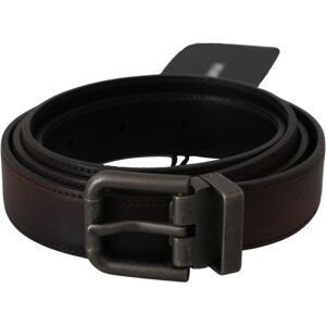 Dolce & Gabbana Mens Solid Brown Leather Gray Buckle Belt - Size 115 Cm