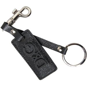 Dolce & Gabbana Mens Silver Metal Logo Keychain - Black - One Size