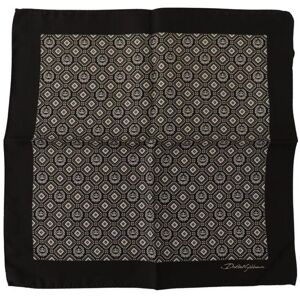 Dolce & Gabbana Mens Black Patterned Dg Logo Square Handkerchief Scarf Silk - One Size