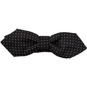 Dolce & Gabbana Mens Polka Dot Adjustable Neck Bow Tie - Black Silk - One Size