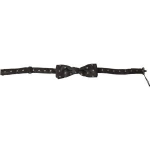 Dolce & Gabbana Mens Patterned Silk Adjustable Neck Bow Tie - Black - One Size