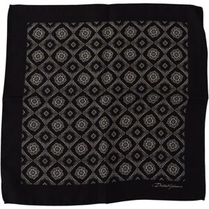 Dolce & Gabbana Mens Geometric Patterned Silk Handkerchief Scarf - Black - One Size