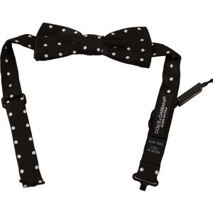 Dolce & Gabbana Mens Polka Dot Silk Adjustable Neck Bow Tie - Black - One Size
