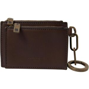 Dolce & Gabbana Mens Leather Zip Keyring Coin Purse Wallet - Brown - One Size