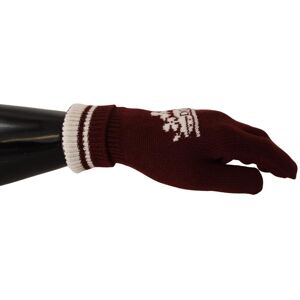 Dolce & Gabbana Mens Patterned Cashmere Gloves With Byzantine Crown Detail - Red - Size 9 (Gloves)