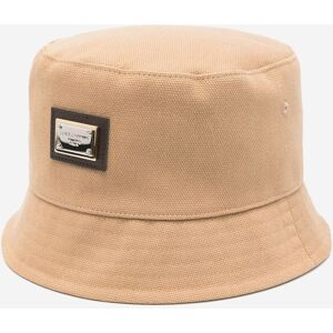 Dolce & Gabbana Kids Unisex Plaque Logo Bucket Hat In Beige - Size 10-12y