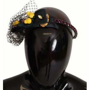 Dolce & Gabbana Womens Purple Crystal Diadem Headband Lemons Sicily Tiara - Black Cotton - One Size