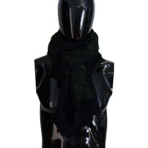 Dolce & Gabbana Mens Black Green Knitted Neck Wrap Shawl Scarf - Multicolour Wool - One Size