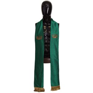 Dolce & Gabbana Mens Green Crown Embroidered Shawl Fringe Blend Silk - One Size