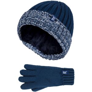 Heat Holders - Children Boys Winter Warm Fleece Lined Insulated Knit Turn Over Cuff Ribbed Hat And Gloves Set - Ns1p9710 - Navy - Size 7-10y Heat Holders - Children Boys Winter Warm Fleece Lined Insulated Knit Turn Over Cuff Ribbed Hat And Gloves Set - Ns1p9710 - Navy - Size 7-10y