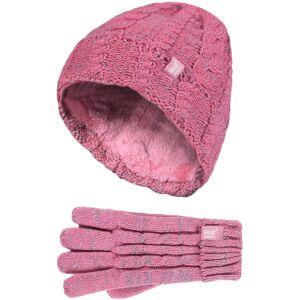 Heat Holders Boys - Kids Girls Cute Cable Knitted Warm Fleece Lined Pompom Winter Hat And Gloves Set With Bobble - Cs4p14 - Pink - Size 7-10y Heat Holders Boys - Kids Girls Cute Cable Knitted Warm Fleece Lined Pompom Winter Hat And Gloves Set With Bobble - Cs4p14 - Pink - Size 7-10y