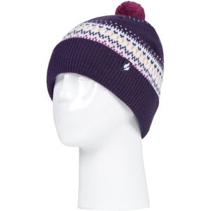 Heat Holders - Ladies / Womens Knitted Beanie Bobble Hat With Pom Pom - Purple - One Size Heat Holders - Ladies / Womens Knitted Beanie Bobble Hat With Pom Pom - Purple - One Size
