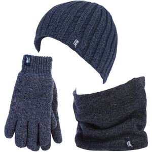 Heat Holders Mens - Thermal Winter Fleece Cable Knit Hat, Neck Warmer And Gloves Set For Men - Navy - Size L/xl Heat Holders Mens - Thermal Winter Fleece Cable Knit Hat, Neck Warmer And Gloves Set For Men - Navy - Size L/xl