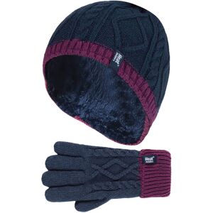 Heat Holders Boys - Kids Girls Cute Cable Knitted Warm Fleece Lined Pompom Winter Hat And Gloves Set With Bobble - Np2p13 - Navy - Size 7-10y Heat Holders Boys - Kids Girls Cute Cable Knitted Warm Fleece Lined Pompom Winter Hat And Gloves Set With Bobble - Np2p13 - Navy - Size 7-10y
