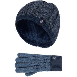 Heat Holders - Boys Kids Cable Knit Warm Fleece Lined Thermal Winter Hat And Gloves Set - Dn1p7 - Navy - Size 7-10y Heat Holders - Boys Kids Cable Knit Warm Fleece Lined Thermal Winter Hat And Gloves Set - Dn1p7 - Navy - Size 7-10y