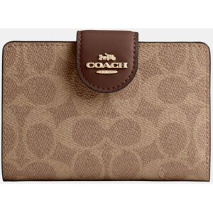 Coach Womens Medium Corner Zip Wallet In Signature Canvas - Dark Brown - One Size Coach Womens Medium Corner Zip Wallet In Signature Canvas - Dark Brown - One Size