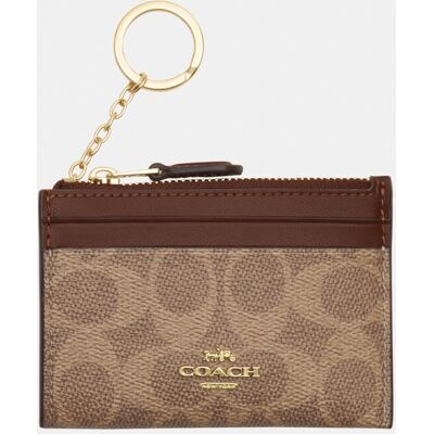 Coach Womens Mini Id Skinny In Signature Canvas - Dark Brown - One Size Coach Womens Mini Id Skinny In Signature Canvas - Dark Brown - One Size