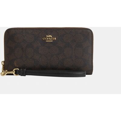 Coach Womens Long Zip Around Wallet In Signature Canvas - Beige - One Size Coach Womens Long Zip Around Wallet In Signature Canvas - Beige - One Size