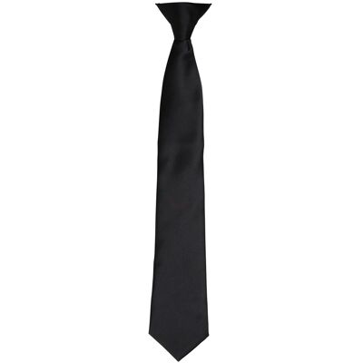 Premier Colours Mens Satin Clip Tie (Black) - One Size Premier Colours Mens Satin Clip Tie (Black) - One Size