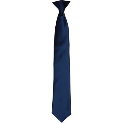 Premier Colours Mens Satin Clip Tie (Navy) - One Size Premier Colours Mens Satin Clip Tie (Navy) - One Size