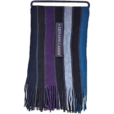 Giovanni Cassini Mens Italian Inspired Warm Knitted Striped Winter Scarf One Size - Purple - One Size Giovanni Cassini Mens Italian Inspired Warm Knitted Striped Winter Scarf One Size - Purple - One Size