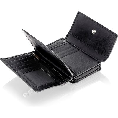 Woodland Leathers Mens Genuine Smooth Leather Compact Organiser Purse Wallet By - Black - One Size Woodland Leathers Mens Genuine Smooth Leather Compact Organiser Purse Wallet By - Black - One Size
