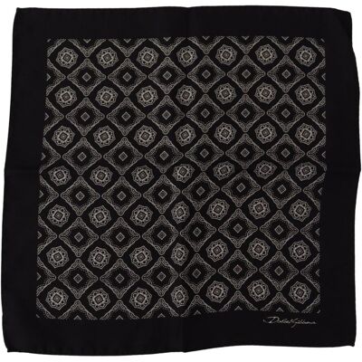 Dolce & Gabbana Black Geometric Patterned Square Handkerchief Mens Scarf Silk - One Size Dolce & Gabbana Black Geometric Patterned Square Handkerchief Mens Scarf Silk - One Size
