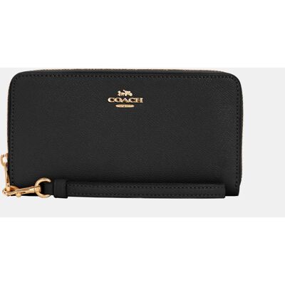 Coach Womens Crossgrain Long Zip Around Wallet - Black Leather - One Size Coach Womens Crossgrain Long Zip Around Wallet - Black Leather - One Size