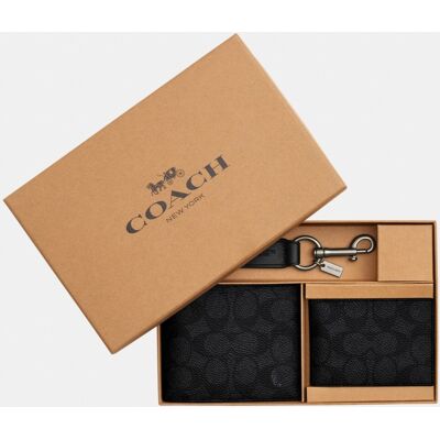 Coach Mens 3 In 1 Wallet Gift Box In Signature - Charcoal - One Size Coach Mens 3 In 1 Wallet Gift Box In Signature - Charcoal - One Size