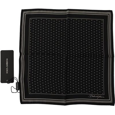 Dolce & Gabbana Black Polka Dots Dg Logo Square Mens Handkerchief Silk - One Size Dolce & Gabbana Black Polka Dots Dg Logo Square Mens Handkerchief Silk - One Size