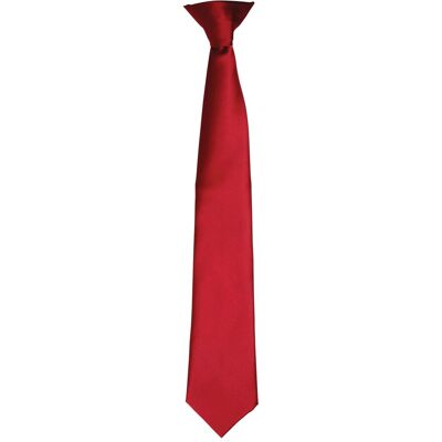 Premier Colours Mens Satin Clip Tie (Burgundy) - One Size Premier Colours Mens Satin Clip Tie (Burgundy) - One Size