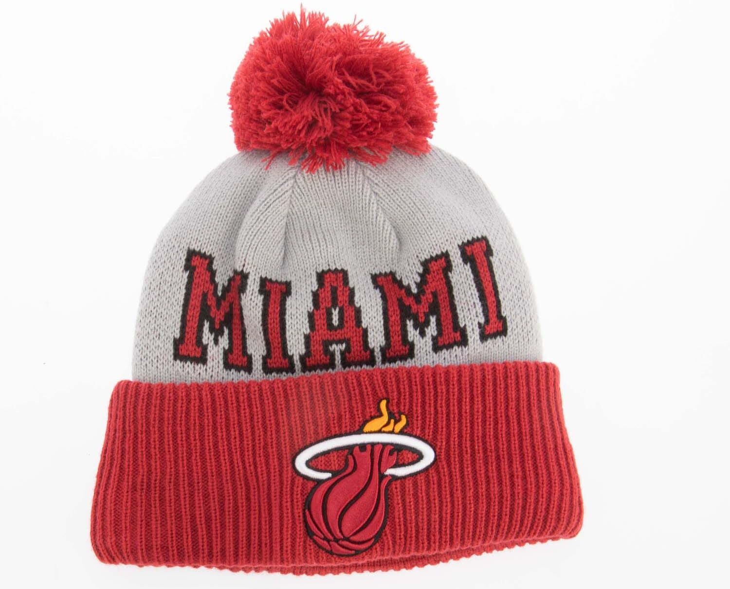New Era Mens Accessories Miami Heat Nba Tip Off 2023 Bobble Knit Hat In Black - Size Medium/large