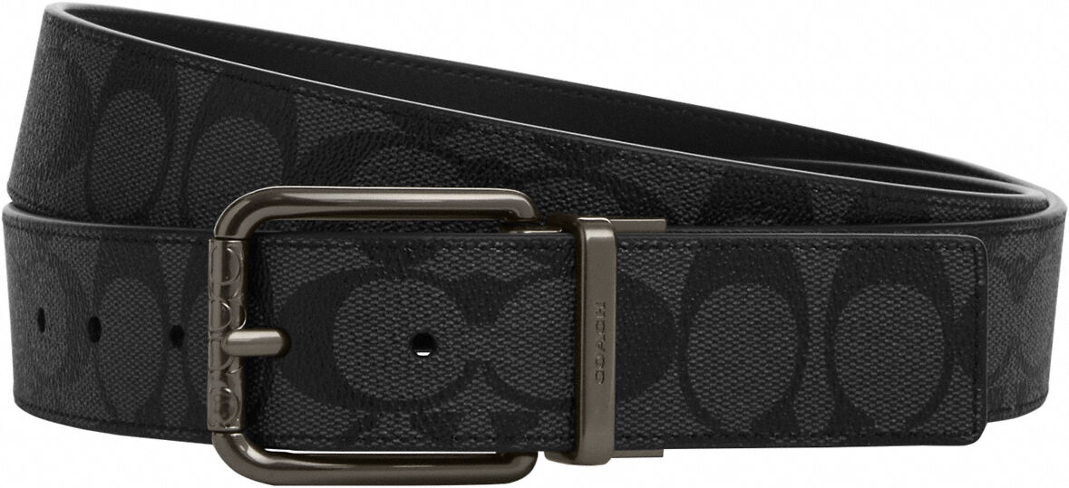 Coach Mens 38mm Sig C Branded Square Roller Belt In Signature - Charcoal - One Size