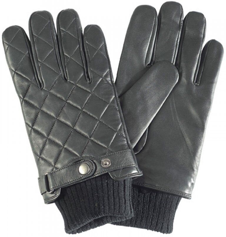 Barbour Womens Quilted Leather Glove - Black - Size Medium