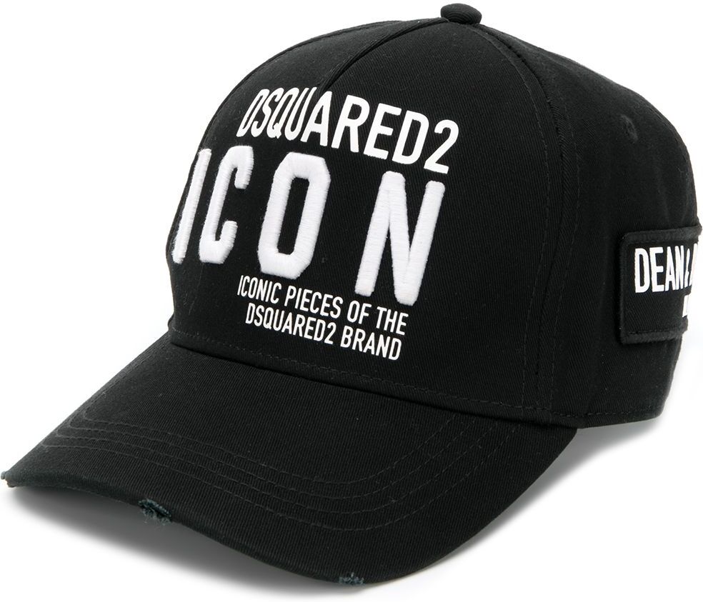 Dsquared2 Mens Iconic Embroidered Logo Baseball Cap In Black Cotton - One Size