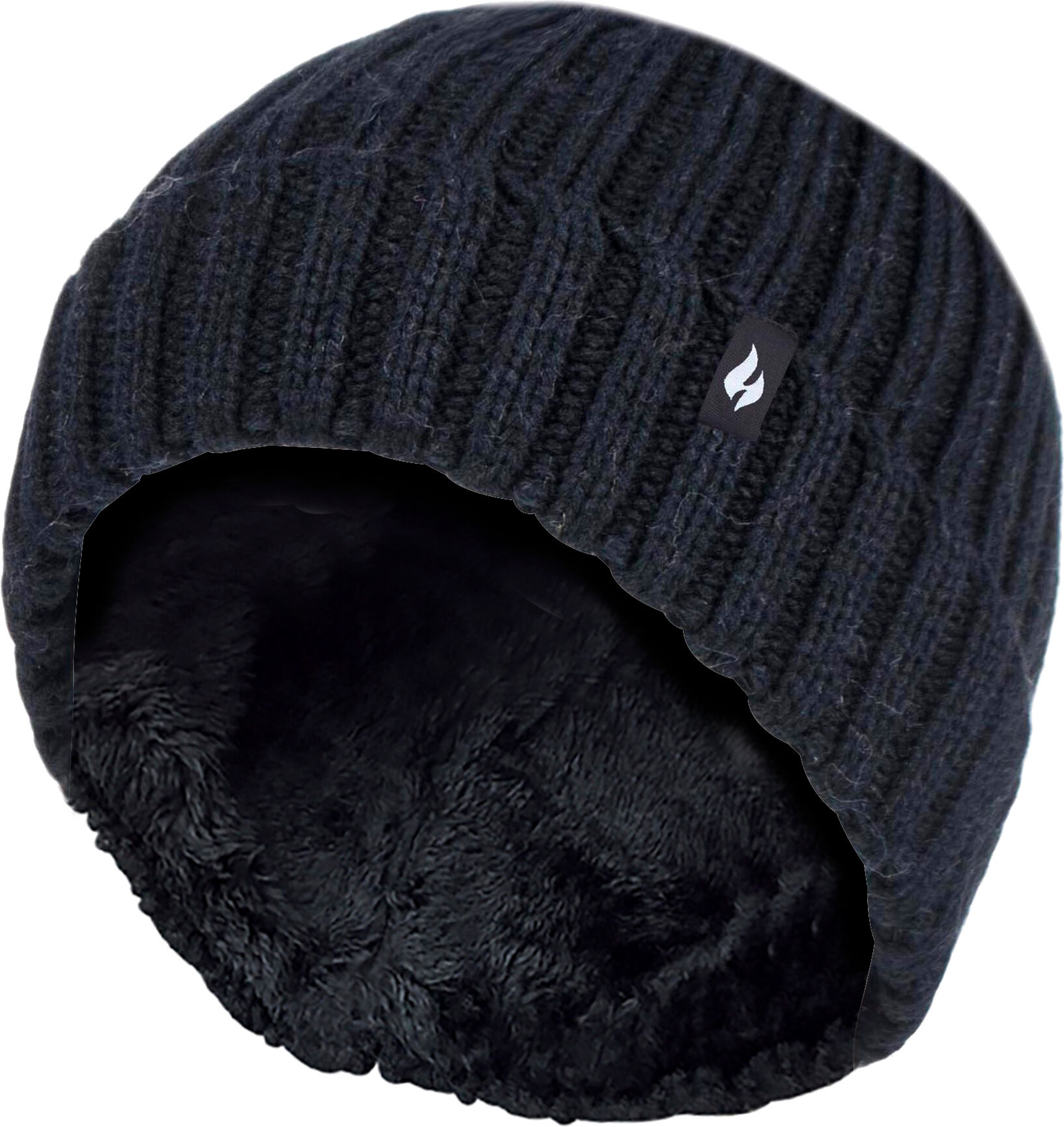 Heat Holders - Girls Chunky Ribbed Thermal Winter Hat & Gloves Set - Black - Size 7-10y