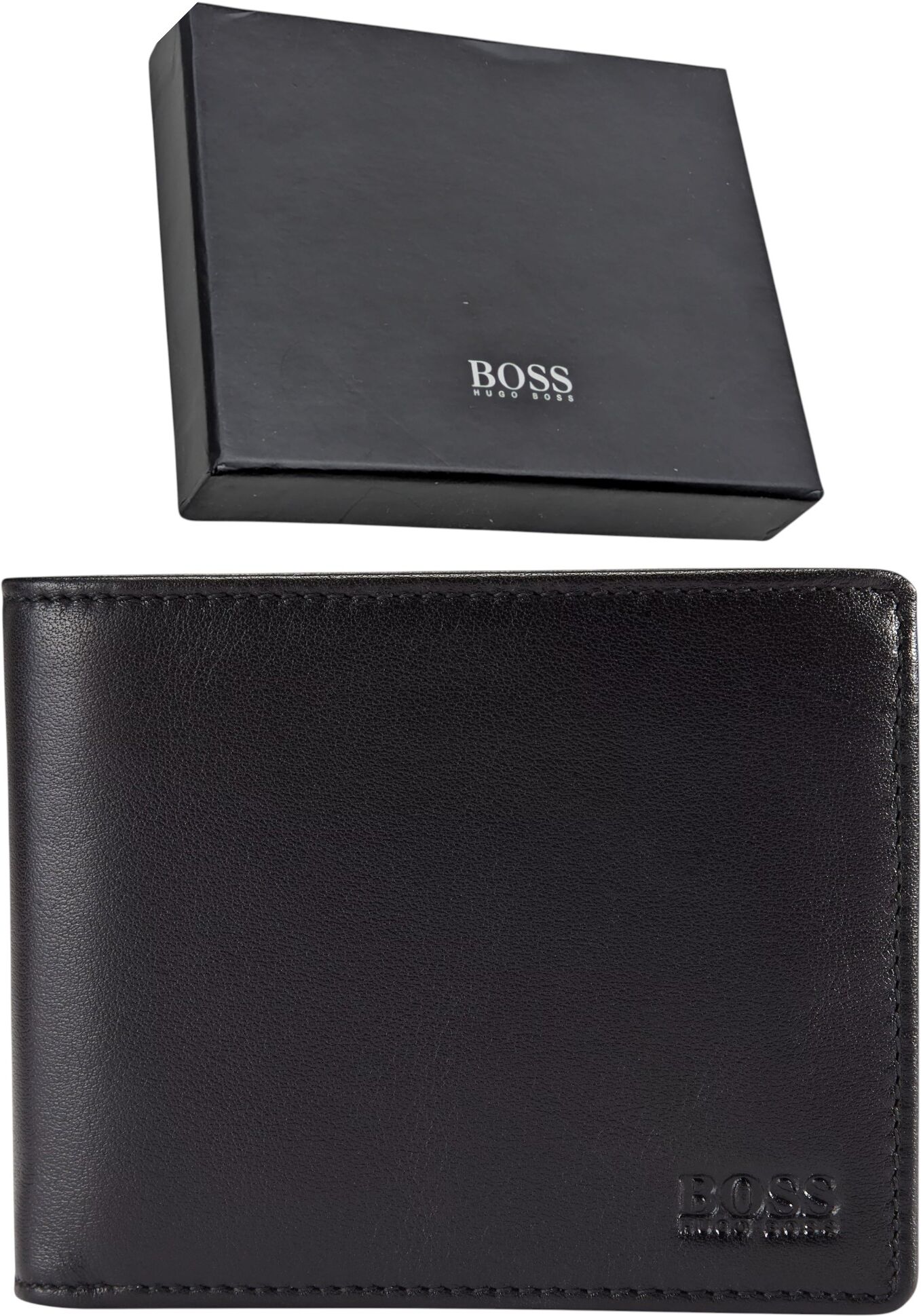Hugo Boss Mens Wallet Genuine Leather Asolo Bifold Credit Cardholder New Gift - Black - One Size