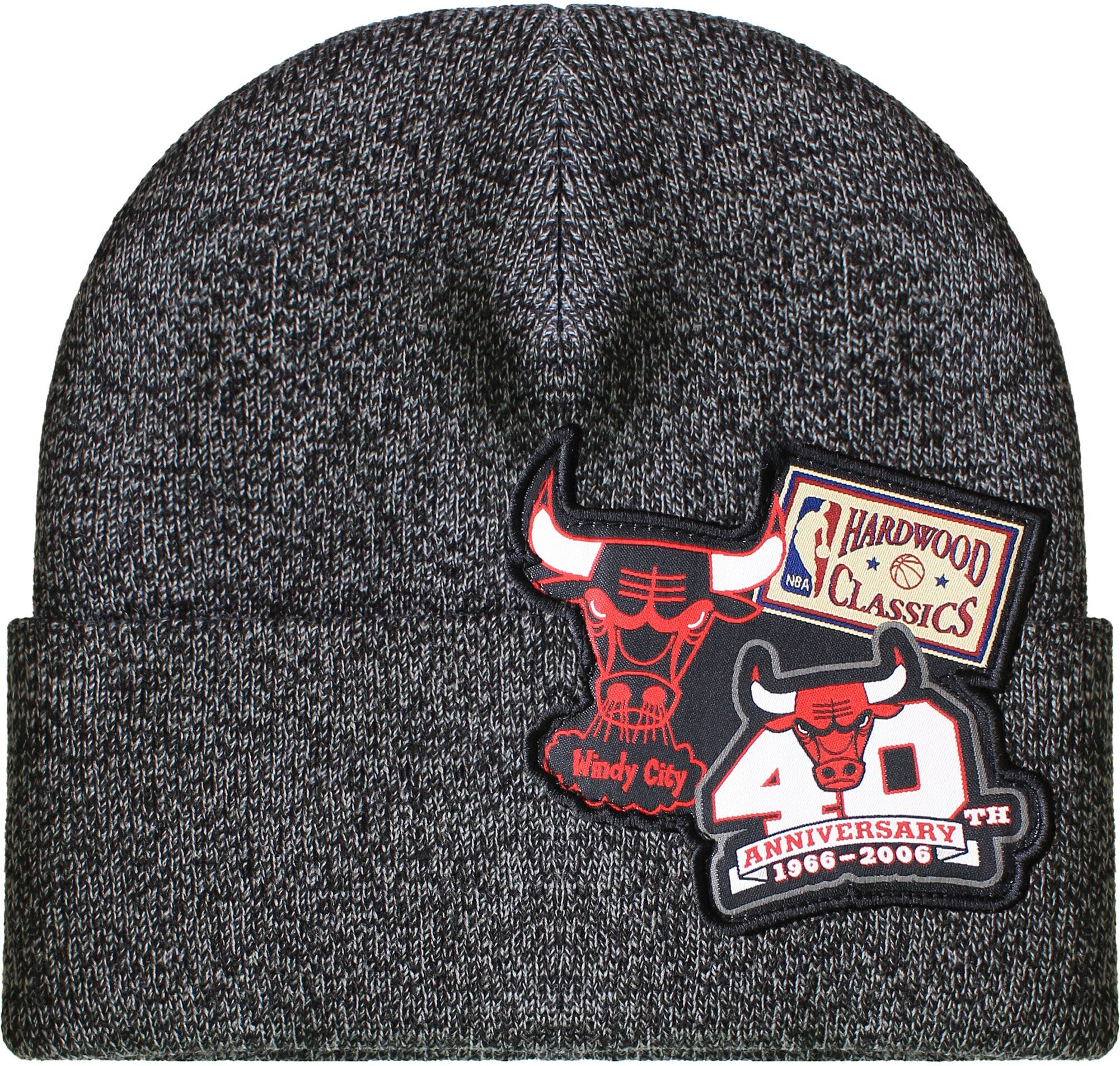 Mitchell & Ness Mens Nba Chicago Bulls Logo Patch Knit Black Beanie - One Size