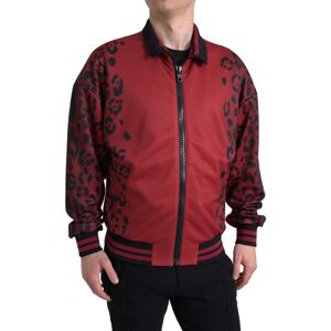 Dolce & Gabbana Mens Red Leopard Bomber Full Zip Jacket - Size It 50 (Men'S)