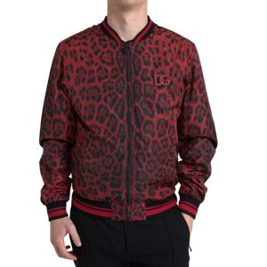 Dolce & Gabbana Mens Red Leopard Bomber Short Coat Jacket - Size It 44 (Men'S)