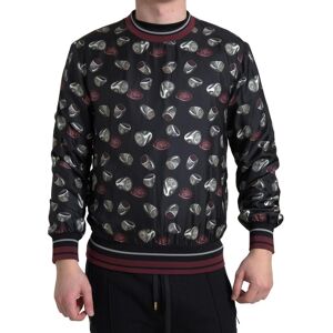 Dolce & Gabbana Mens Black Ring Print Silk Crewneck Sweater - Size It 44 (Men'S)