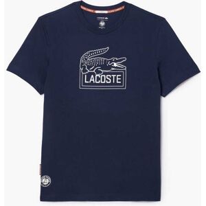 Lacoste Mens Sport Roland-Garros Edition Ultra Dry Tennis T-Shirt In Blue Cotton - Size Small