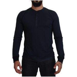 Dolce & Gabbana Mens Blue Cotton Button Crewneck Pullover Sweater Material_cotton - Size It 46 (Mens)