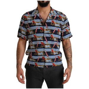 Dolce & Gabbana Mens Multicolor Beach Chair Short Sleeves Shirt - Multicolour Silk - Size X-Small